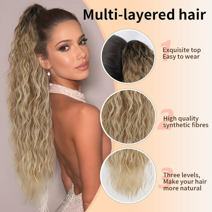 Fluffy wig clip-in ponytail