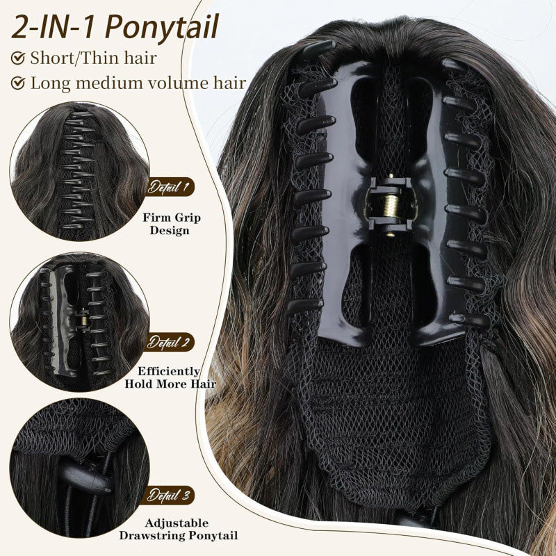 Fluffy wig clip-in ponytail