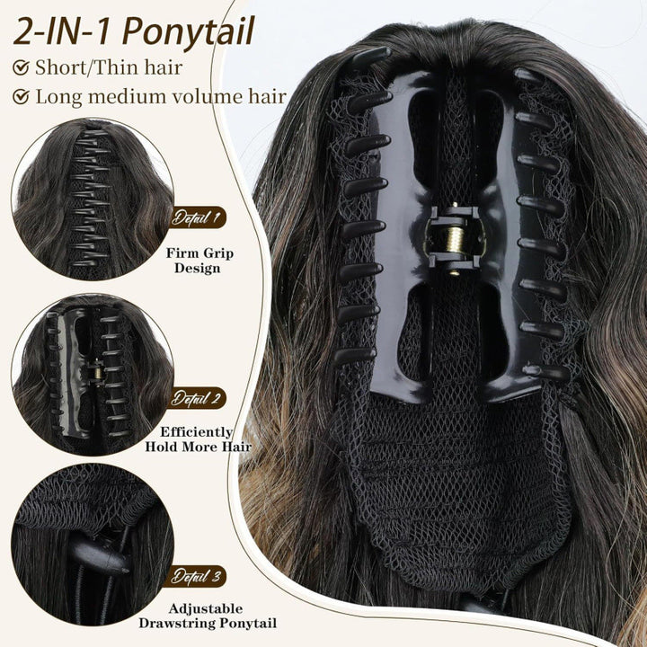Fluffy wig clip-in ponytail