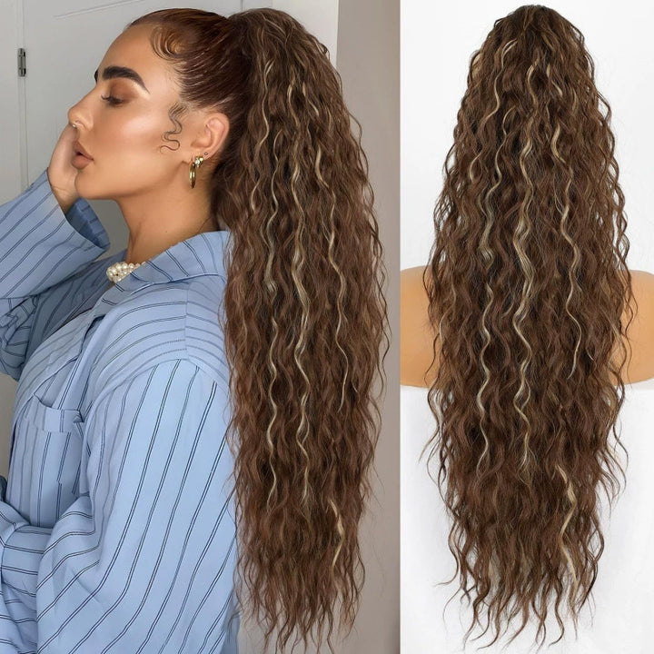Fluffy wig clip-in ponytail