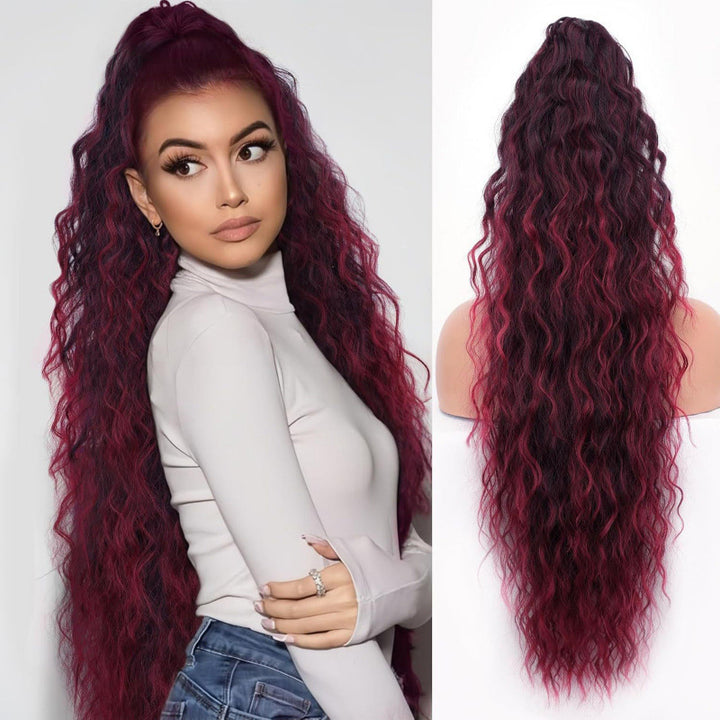 Fluffy wig clip-in ponytail
