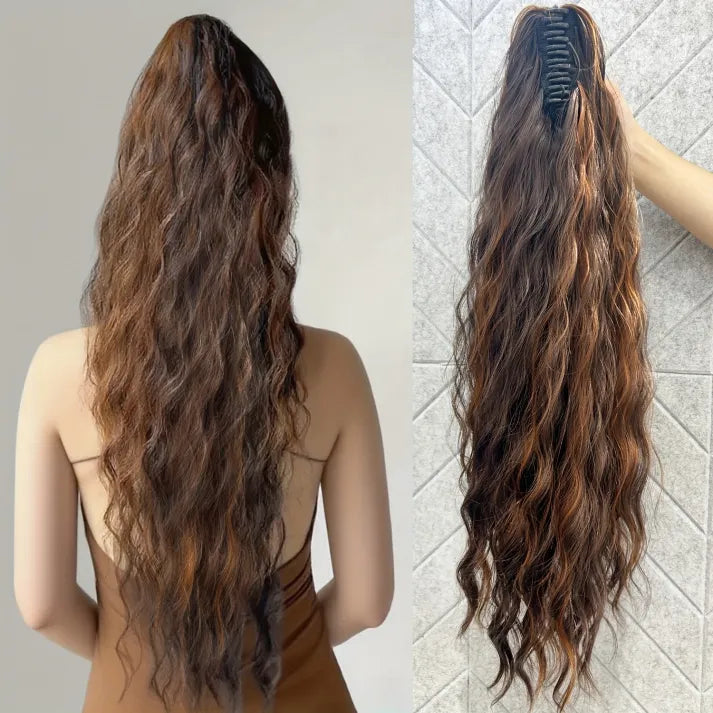 Fluffy wig clip-in ponytail