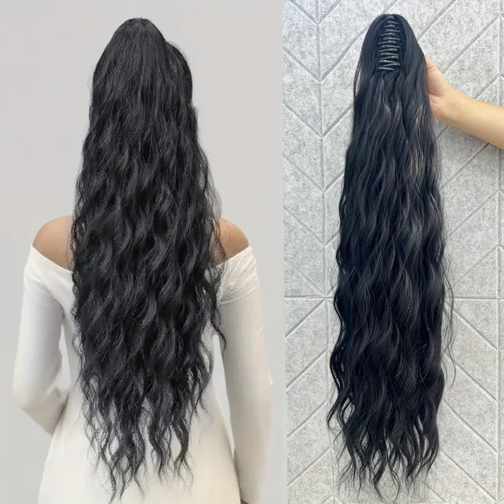 Fluffy wig clip-in ponytail