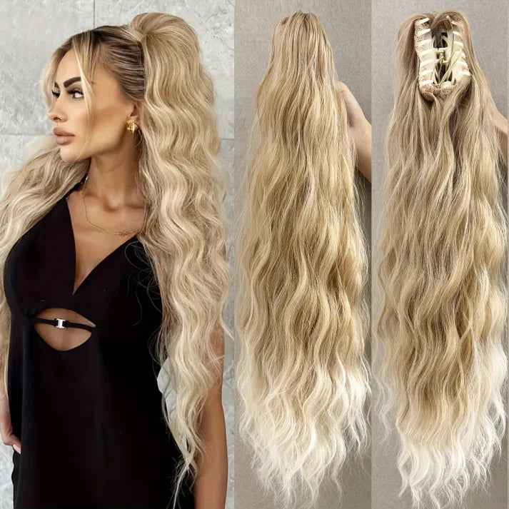 Fluffy wig clip-in ponytail