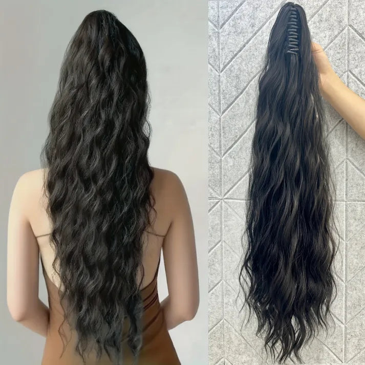 Fluffy wig clip-in ponytail